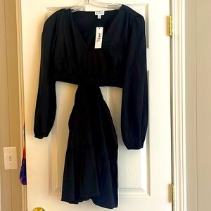 The Drop Black longsleeve cut out dress